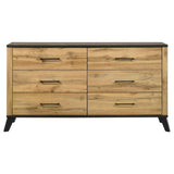 Kaywood 6-drawer Dresser Cabinet Natural Pine | Beige | Weathered Brown / Natural Pine | 225003