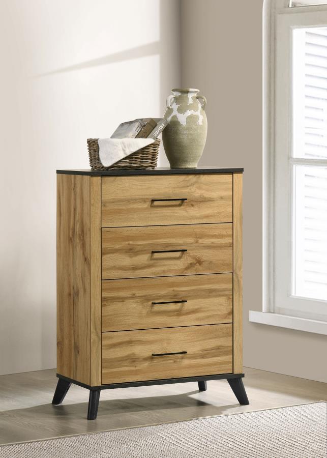 Kaywood 4-drawer Bedroom Chest of Drawers Natural Pine | Brown | Weathered Brown / Natural Pine | 225005