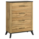 Kaywood 4-drawer Bedroom Chest of Drawers Natural Pine | Brown | Weathered Brown / Natural Pine | 225005