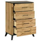 Kaywood 4-drawer Bedroom Chest of Drawers Natural Pine | Brown | Weathered Brown / Natural Pine | 225005