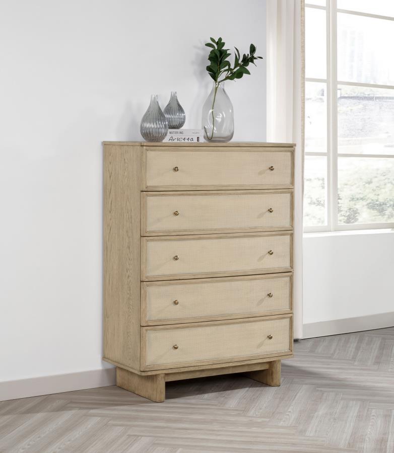 Kailani 5-drawer Bedroom Chest of Drawers Beige Oak | King | Beige | Beige Oak | 225045