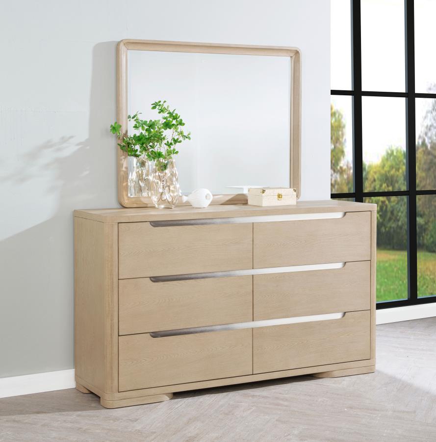 Ladera 6-drawer Bedroom Dresser and Mirror Light Elm | Beige | Light Elm | 225083M