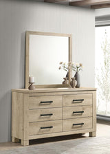 Oakglen 6-drawer Bedroom Dresser and Mirror Weathered Oak | Beige | Weathered Oak | 225103M