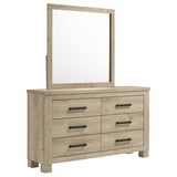 Oakglen 6-drawer Bedroom Dresser and Mirror Weathered Oak | Beige | Weathered Oak | 225103M