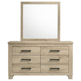 Oakglen 6-drawer Bedroom Dresser and Mirror Weathered Oak | Beige | Weathered Oak | 225103M