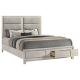 Farre Eastern King Upholstered Storage Platform Bed Washed Grey | Grey | Washed Grey / Light Grey | 225110KE