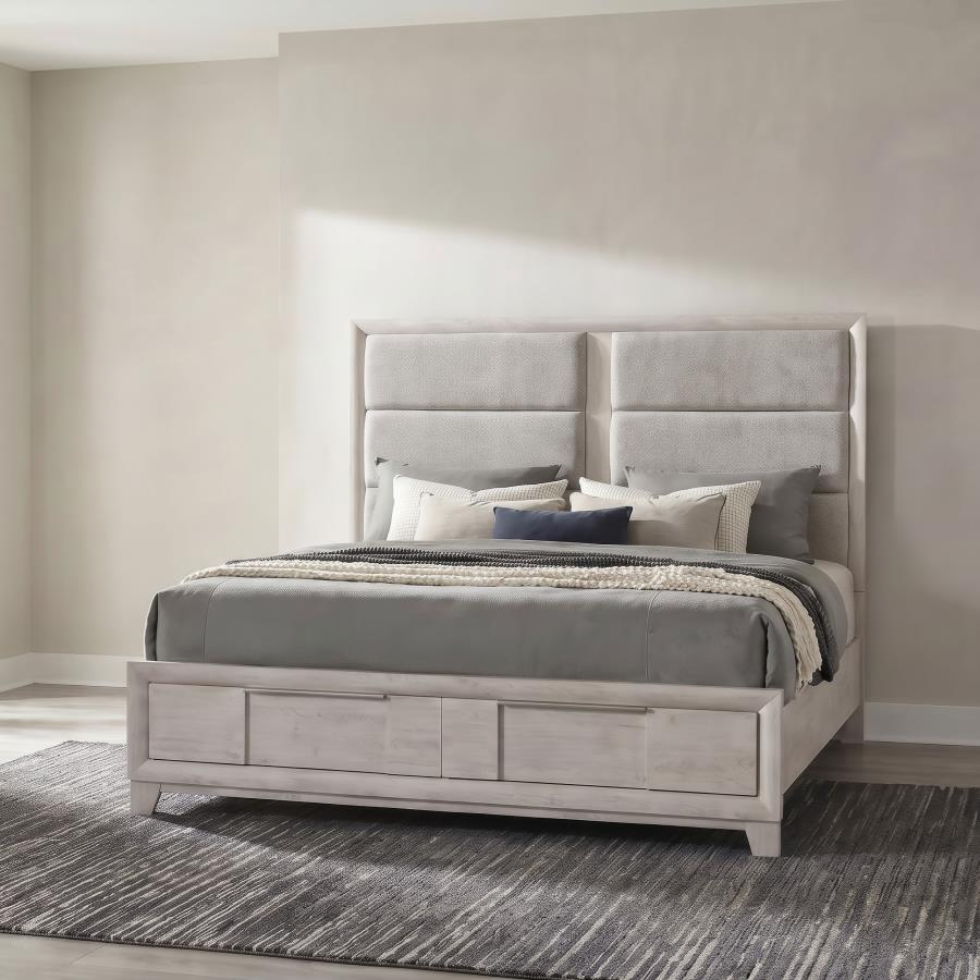 Farre Queen Upholstered Storage Platform Bed Washed Grey | Queen | Grey | Washed Grey / Light Grey | 225110Q