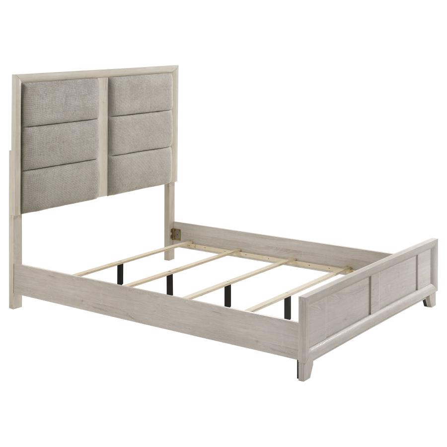 Farre Queen Upholstered Platform Panel Bed Washed Grey | Queen | Grey | Washed Grey / Light Grey | 225111Q