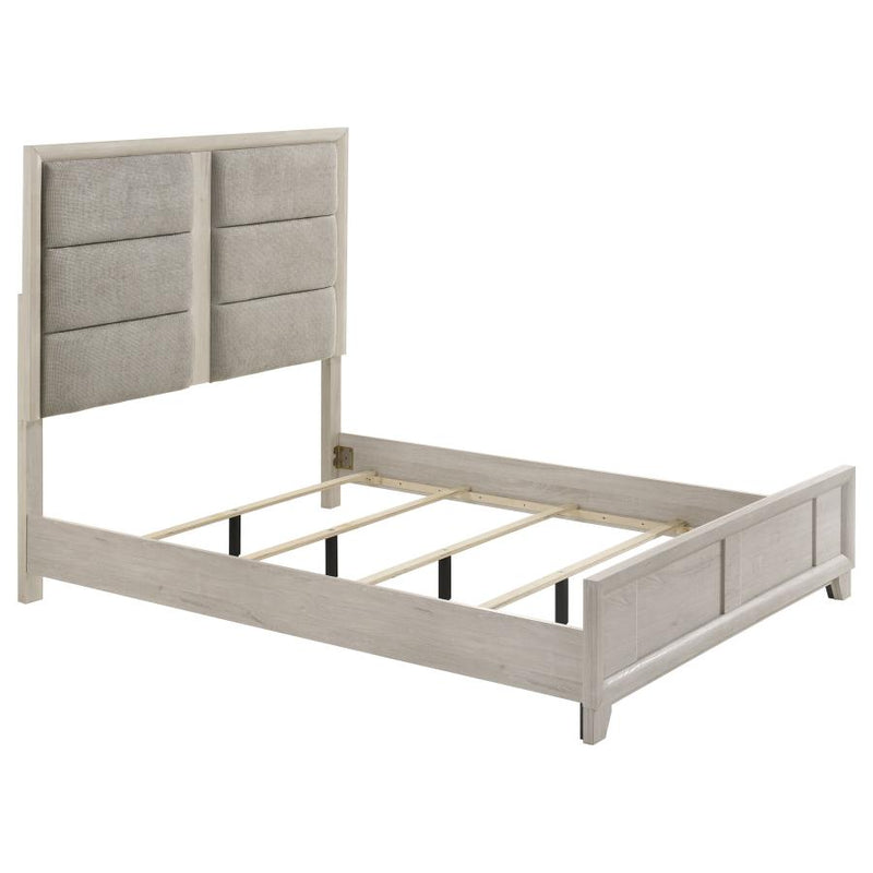 Farre Upholstered Platform Panel Bed Washed Grey