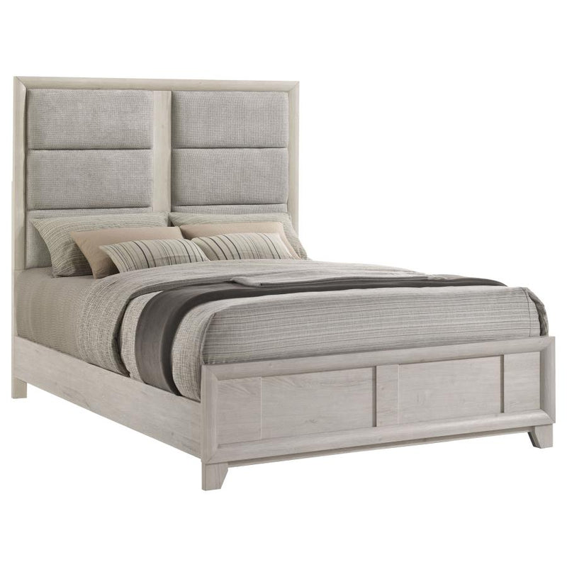 Farre Upholstered Platform Panel Bed Washed Grey