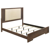 Etienne Eastern King Velvet Upholstered Panel Bed Walnut | Ivory | Walnut / Vanilla | 225121KE