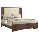 Etienne Eastern King Velvet Upholstered Panel Bed Walnut | Ivory | Walnut / Vanilla | 225121KE