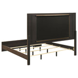 Etienne Eastern King Velvet Upholstered Panel Bed Walnut | Ivory | Walnut / Vanilla | 225121KE