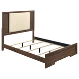 Etienne Queen Velvet Upholstered Panel Bed Walnut | Brown | Walnut / Vanilla | 225121Q