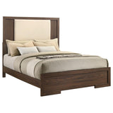 Etienne Queen Velvet Upholstered Panel Bed Walnut | Brown | Walnut / Vanilla | 225121Q
