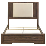 Etienne Queen Velvet Upholstered Panel Bed Walnut | Brown | Walnut / Vanilla | 225121Q