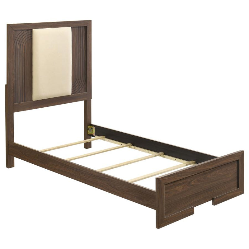 Etienne Velvet Upholstered Panel Bed Walnut