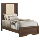 Etienne Twin Velvet Upholstered Panel Bed Walnut | Twin | Ivory | Walnut / Vanilla | 225121T