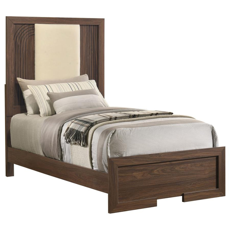 Etienne Velvet Upholstered Panel Bed Walnut