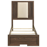 Etienne Twin Velvet Upholstered Panel Bed Walnut | Twin | Ivory | Walnut / Vanilla | 225121T