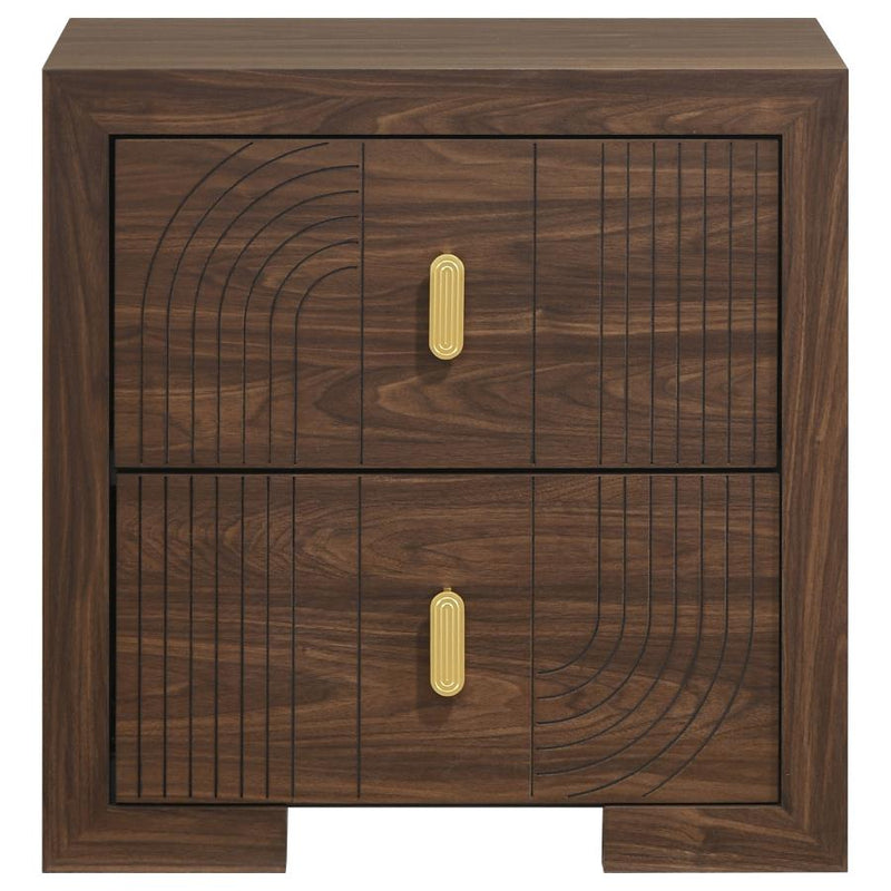 Etienne 2-drawer Nightstand Bedside Table Walnut