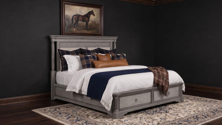 Cresswell California King Storage Platform Bed Weathered Taupe | California King | Beige | Weathered Taupe / Weathered Tan | 225140KW