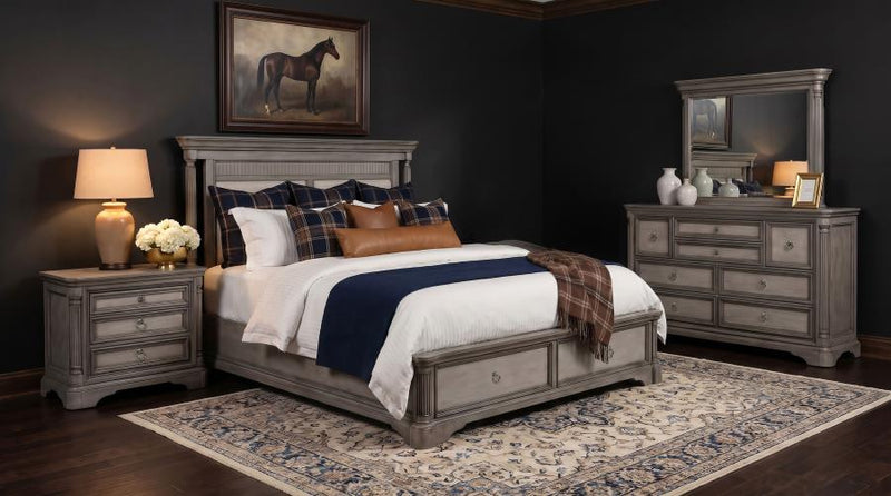 Cresswell 4-piece Storage Bedroom Set Weathered Taupe