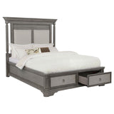 Cresswell Queen Upholstered Storage Platform Bed Weathered Taupe | Queen | Beige | Weathered Taupe / Weathered Tan | 225140Q