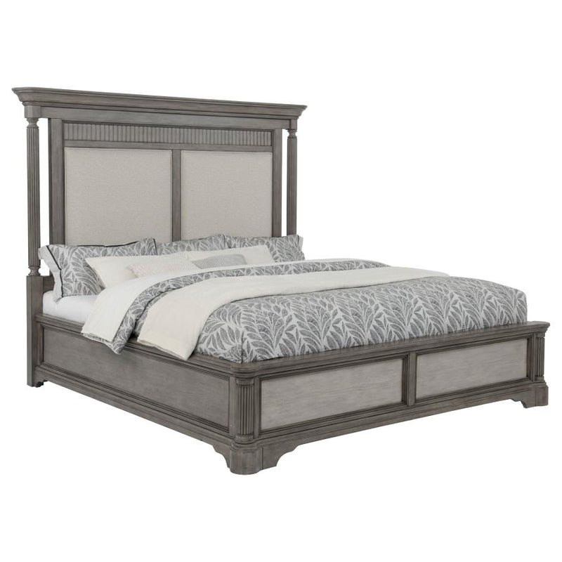 Cresswell Upholstered Panel Bed Weathered Taupe