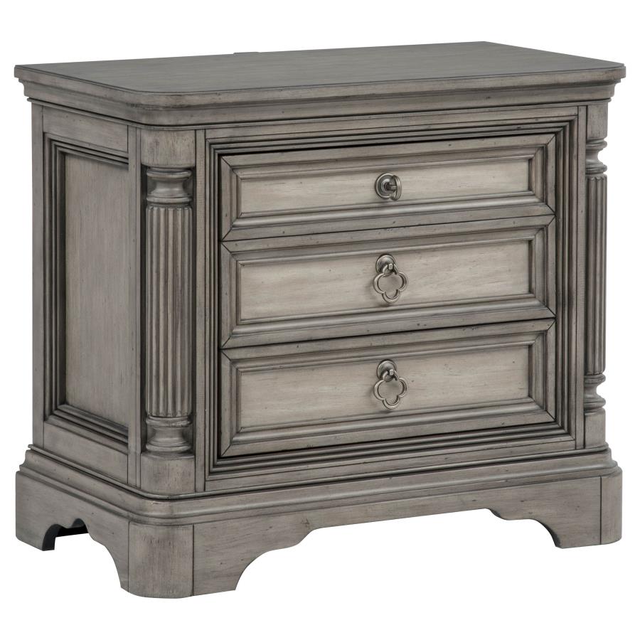 Cresswell 3-drawer Nightstand Bedside Table Weathered Taupe | Brown | Weathered Taupe / Weathered Tan | 225142