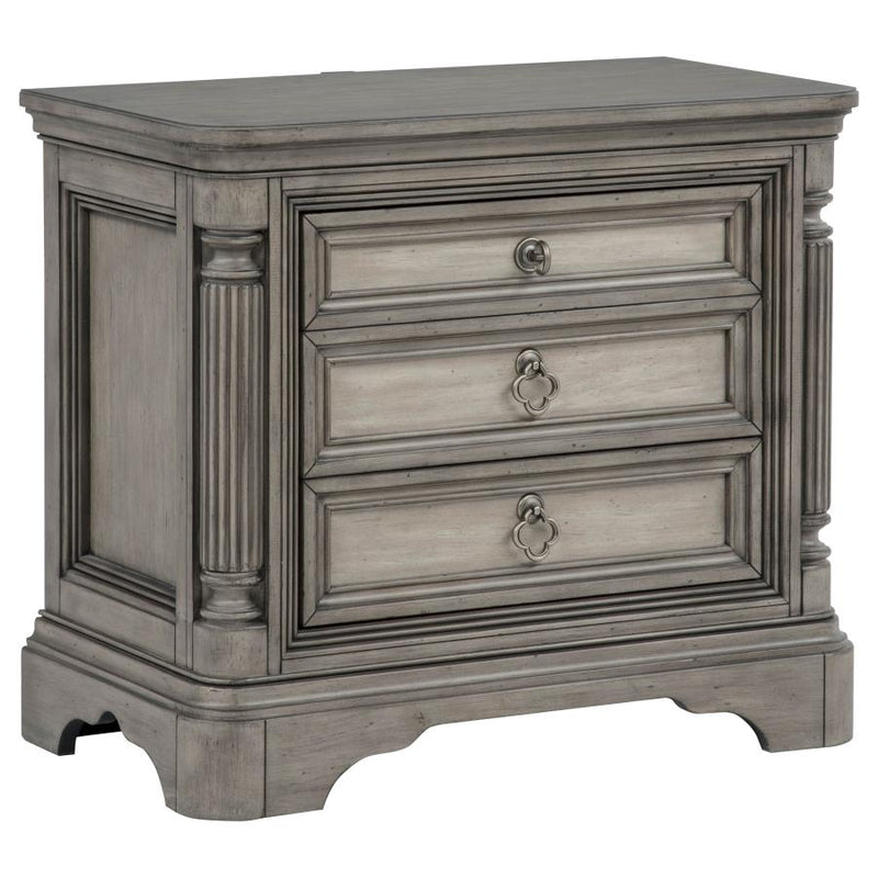 Cresswell 3-drawer Nightstand Bedside Table Weathered Taupe