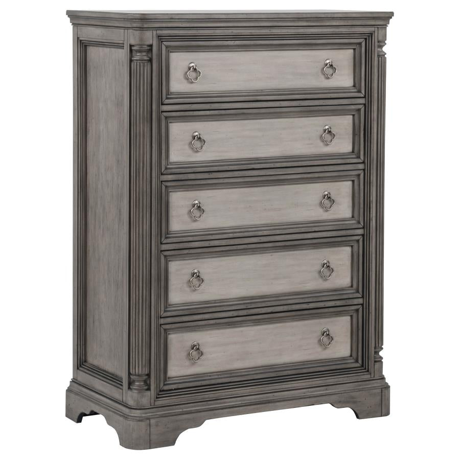 Cresswell 5-drawer Chest of Drawers Weathered Taupe | Brown | Weathered Taupe / Weathered Tan | 225145