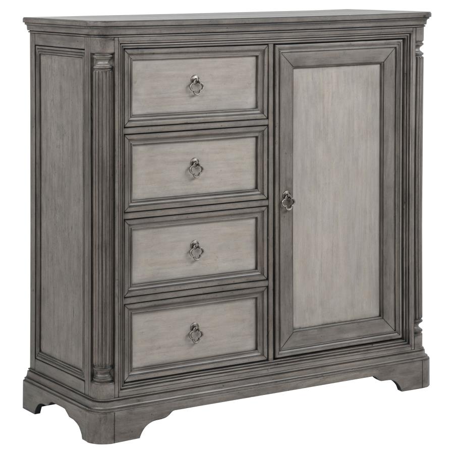 Cresswell 4-drawer Door Chest with Hidden Storage Weathered Taupe | Grey | Weathered Taupe / Weathered Tan | 225147