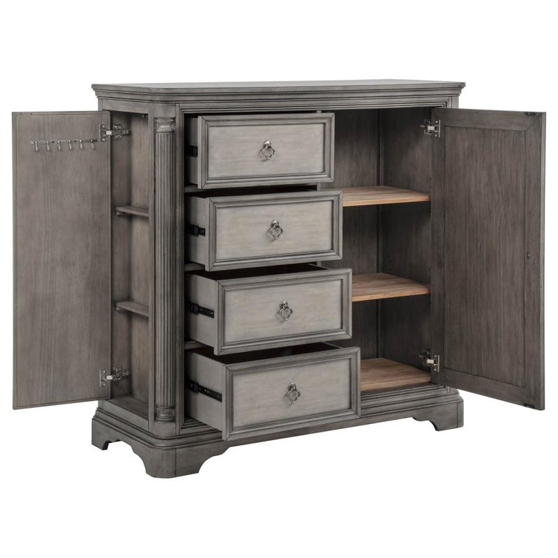 Cresswell 4-drawer Door Chest with Hidden Storage Weathered Taupe