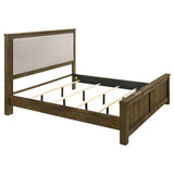 Doherty Linen Upholstered Panel Bed Rustic Brown