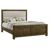 Doherty Eastern King Linen Upholstered Panel Bed Rustic Brown | Brown | Rustic Golden Brown / Light Brown | 225161KE