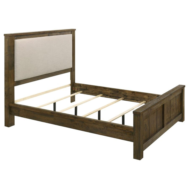 Doherty Linen Upholstered Panel Bed Rustic Brown