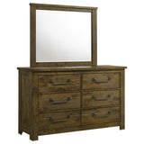 Doherty 6-drawer Dresser with Mirror Rustic Brown | Brown | Rustic Golden Brown | 225163M