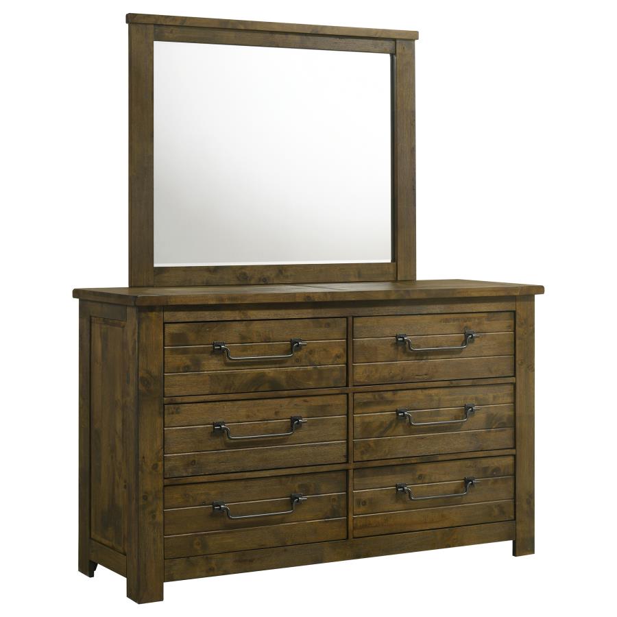 Doherty 6-drawer Dresser with Mirror Rustic Brown | Brown | Rustic Golden Brown | 225163M