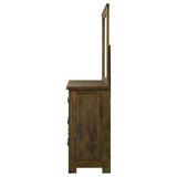 Doherty 6-drawer Dresser with Mirror Rustic Brown | Brown | Rustic Golden Brown | 225163M