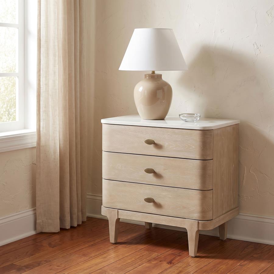 Lucaire 3-drawer Nightstand Bedside Table Sandstone | Beige | Sandstone | 225182