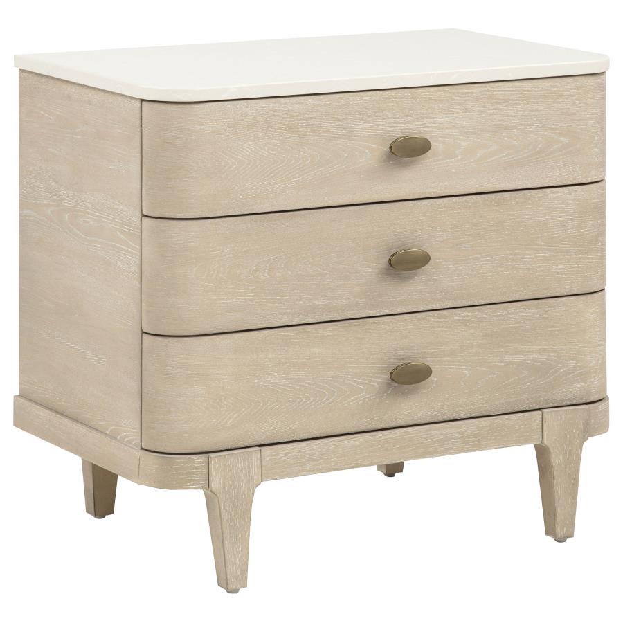 Lucaire 3-drawer Nightstand Bedside Table Sandstone | Brown | Sandstone | 225182