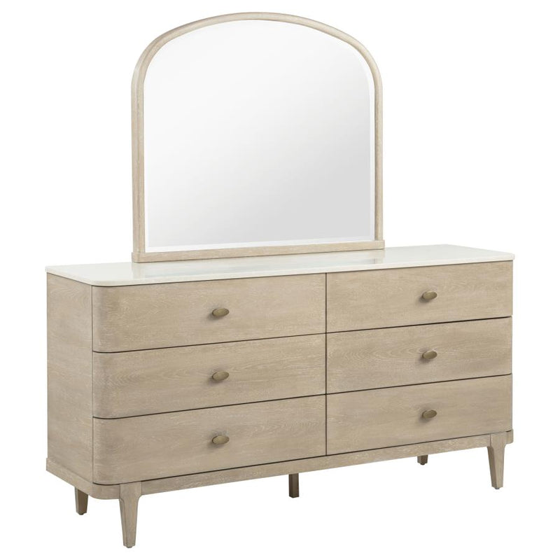 Lucaire 6-drawer Dresser Cabinet with Mirror Sandstone