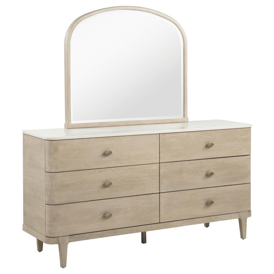Lucaire 6-drawer Dresser Cabinet with Mirror Sandstone | Brown | Sandstone | 225183M