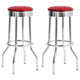 Retro Upholstered Metal Swivel Bar Stool Red (Set of 2) | 2299R