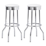 Retro Upholstered Metal Swivel Bar Stool White (Set of 2) | White | 2299W