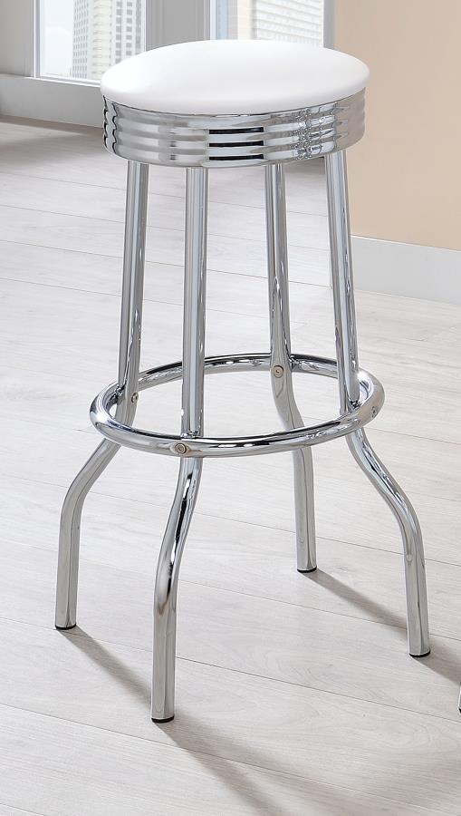 Retro Upholstered Metal Swivel Bar Stool Red (Set of 2)