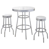 Retro 3-piece Round 1950s Bistro Pub Bar Table Set White | White | 2300-S3