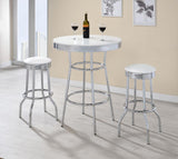 Retro 3-piece Round 1950s Bistro Pub Bar Table Set White | White | 2300-S3