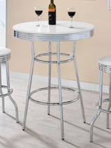 Retro Round 30-inch 1950's Bistro Pub Height Bar Table White | 2300
